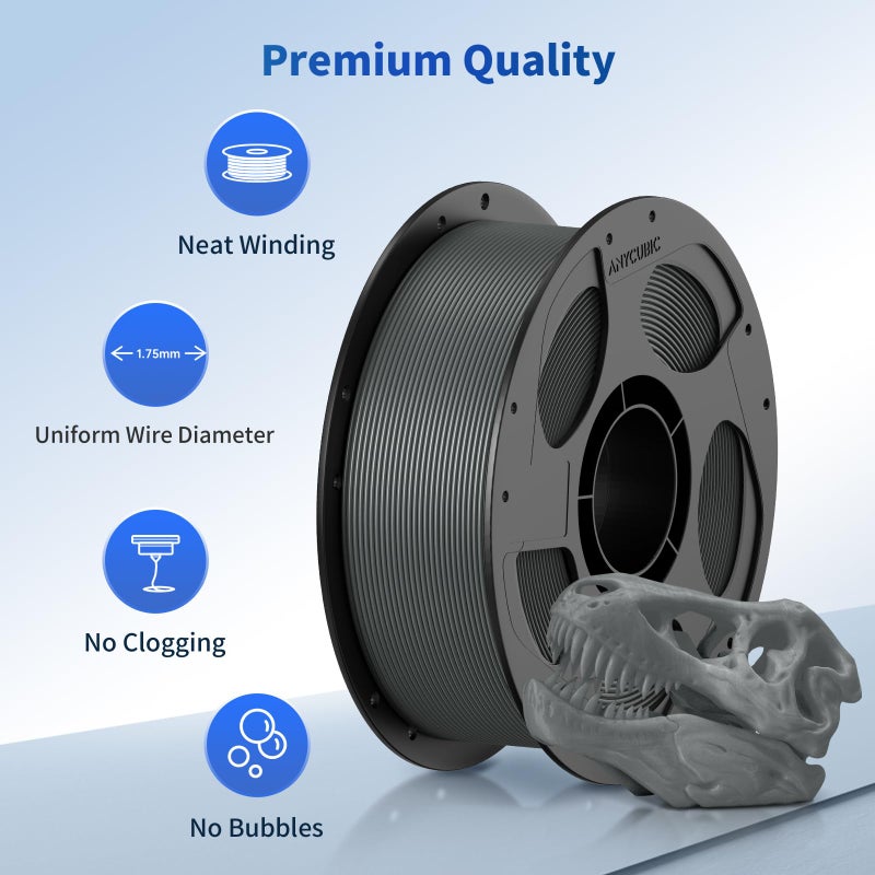 ANYCUBIC PLA 3D Printer Filament, 3D Printing PLA Filament 1.75mm Dimensional Accuracy +/- 0.02mm, 1KG Spool (2.2 lbs), Texture Grey - Image 2
